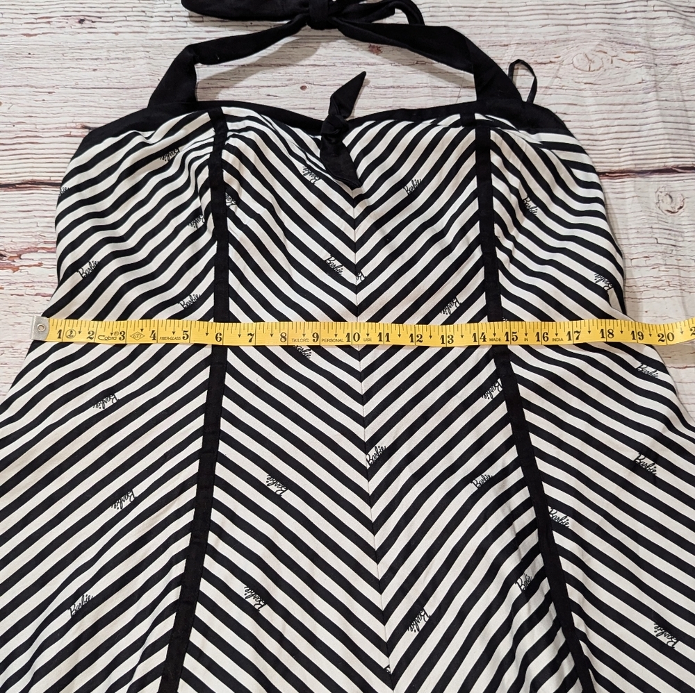 Torrid X Barbie Black & White Retro Stripe Swing Flare Halter Dress SZ 16 NWT - Picture 10 of 11